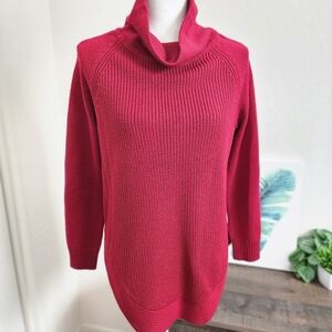Athleta Winter Cowl Turtleneck Merino Fine Wool Blend Round Hem Tunic Sweater